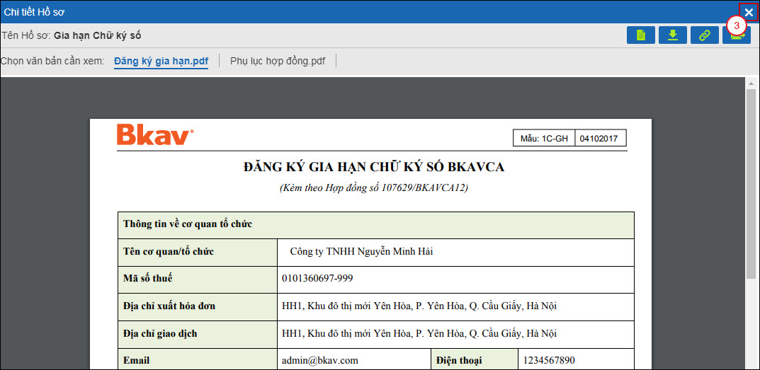 Bài HD12: Hướng dẫn hoàn thiện hồ sơ đăng ký sử dụng các dịch vụ của Bkav bằng việc Ký số Hồ sơ Điện tử